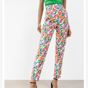 Zara Multicolor Floral Straight Leg Pants